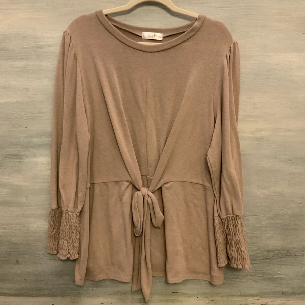 Perfectly Priscilla Light Knit Sweater Tie Front‎ Top Blouse 3XL Good Condition